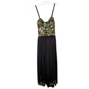 slim fit dress slacks Infinity Dress in Mini Fleck Sequin Black and Gold – motelrocks-com-us main image 1